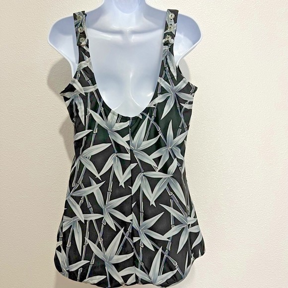 NWOT Retail $119 T.H.E. Women's swimsuit, front skirt, Bamboo Print, size XL - Picture 4 of 16